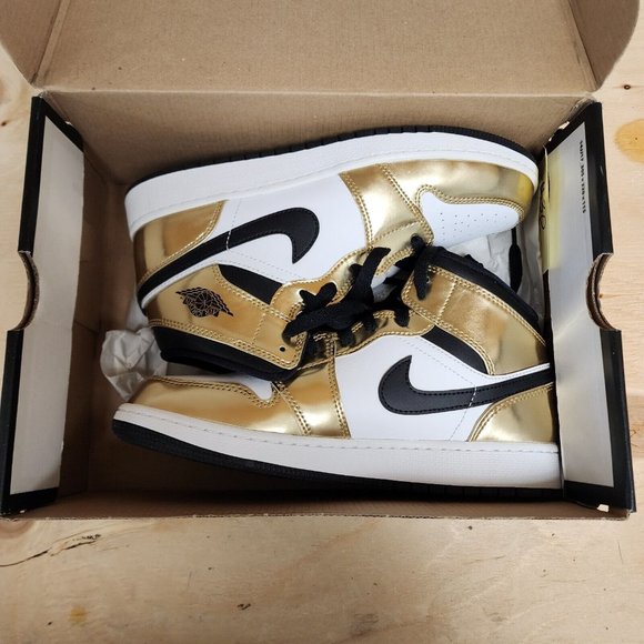 Air Jordan 1 Mid SE GS Size 7Y Metallic Gold Black DC1420 700 NEW - Picture 13 of 13